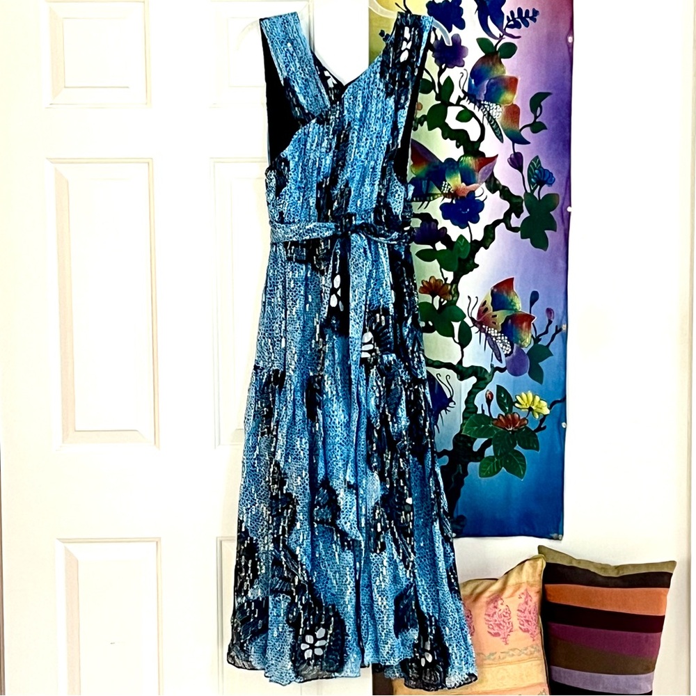 🌺🎉HP🎉🌺 NWT Ulla Johnson Adora Silk Chiffon Midi Dress Sky - Picture 13 of 17